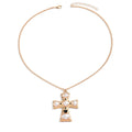 Imitation pearl metal cross pendant wholesale - european & american cross-border punk style - unique necklace for women - high-end clavicle chain