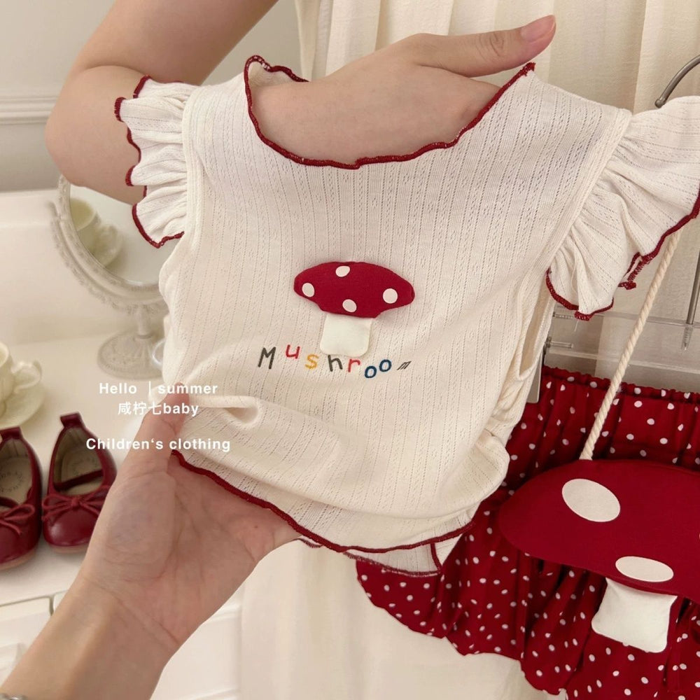 Girls' summer outfit : new korean-style baby and toddler clothing set - cute cartoon short-sleeve tee and tulip skirt