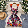 Exportniche stylefrenchsense of designstereo flower mesh embroider waist silm suspender a-line dress short skirt