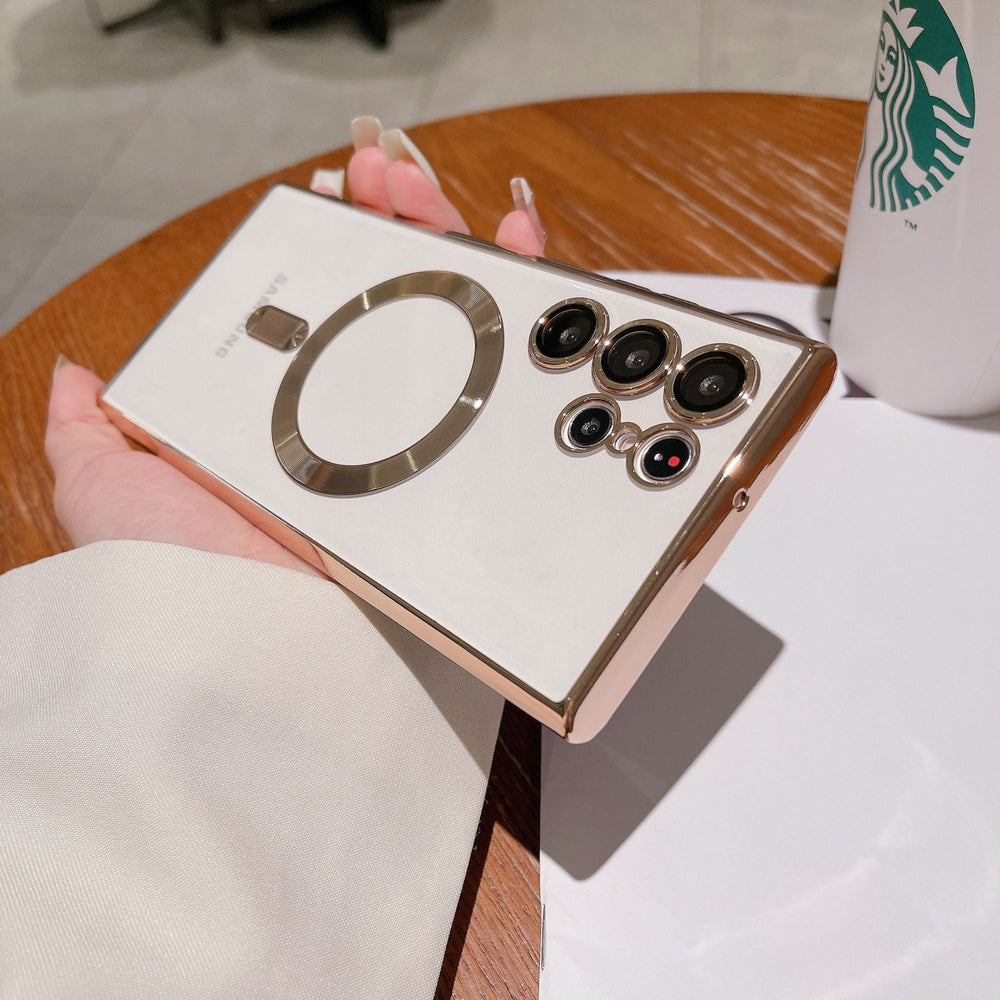 Suitable for samsung s26ultra electroplated magnetic wireless charging mobile phone case a35 all-inclusive lens cd pattern transparent soft case