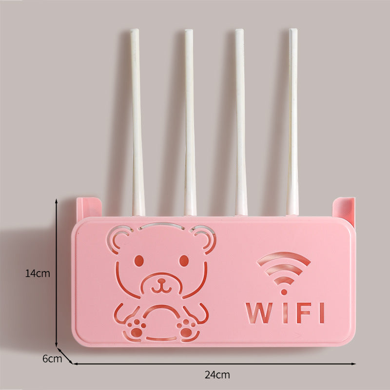 Wireless router storage box bear decoration punch-free concealed box set-top box bracket wifi wall-mounted storage rack