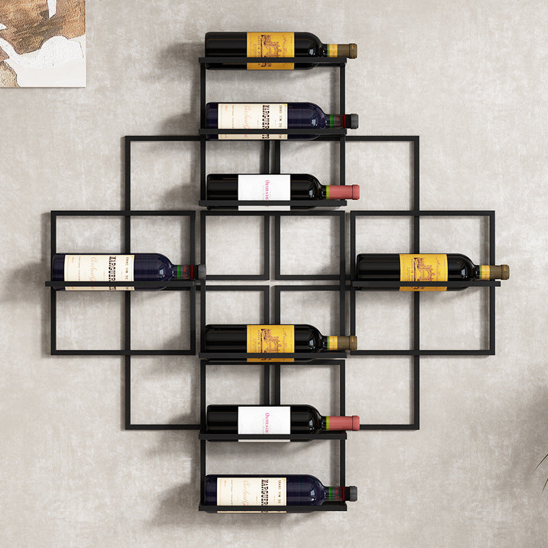Bar wall red wine rack wall hanging creative wine cabinet hanging modern winery grape wine rack wrought iron display stand