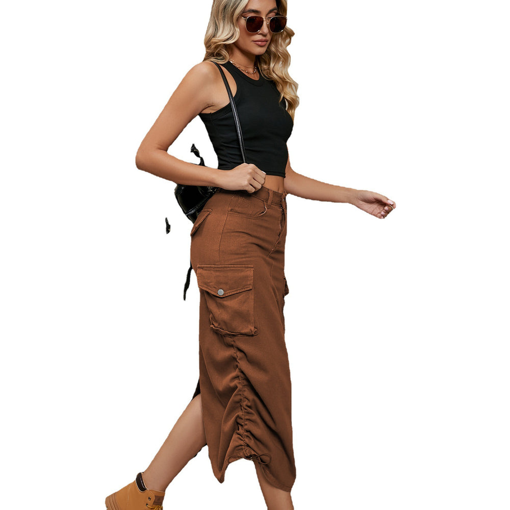 European and american clothing  cross-border foreign trade unique site  new arrival denim workwear skirt casual mid-length skirt trendy