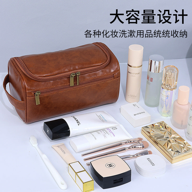 Premium pu leather cosmetic bag women's portable large-capacity partition storage bag travel waterproof storage bag toilet bag