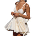 Ins european and american style women's clothing  summer new v-neck hollow-out backless beach vacation loose sundress