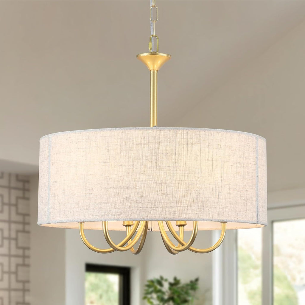 Cross-border modern farmhouse Drum chandelier Gold chandelier Lighting Suitable for dining room Living room Kitchen island