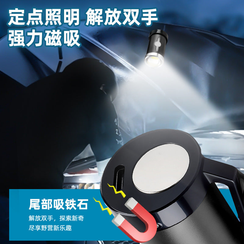 Cross-border new hat portable headlight magnetic attraction strong light long battery life outdoor charging super bright light emergency flashlight