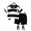 0-4 years old kids' short-sleeve set: boys' summer striped polo shirt & t-shirt - southeast asia cross-border dropshipping
