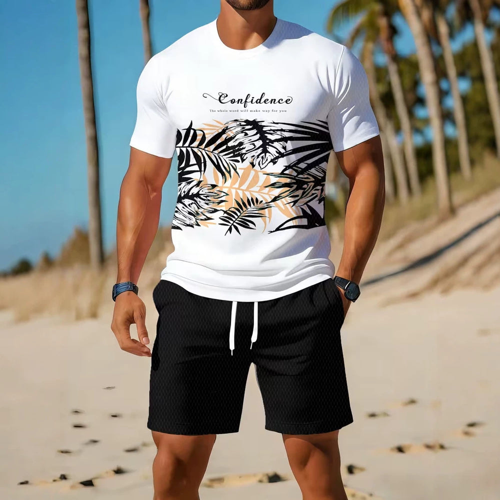 men's short-sleeve and shorts set, casual sportswear set, 3d printed cross-border hot seller, dropshipping available