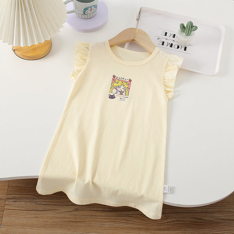 girls' summer dress: new stylish children's clothing, kids' short-sleeve skirt, summer long t-shirt dress, dropshipping available