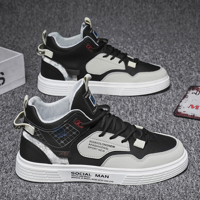 Men's high-top winter shoes 2025: new men's autumn sports & casual white canvas low-top skate shoes - trendy student sneakers