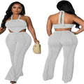 new european and american style women's foreign trade  nightclub sexy irregular strappy off-shoulder top and skirt set
