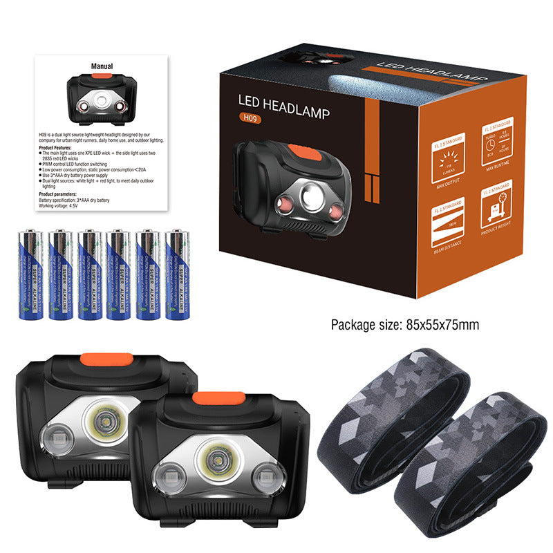 Foreign Trade AAA Headlight No. 7 Battery Outdoor Red and White Light Travel Portable Strong Light Mini Night Fishing Camping Mountaineering Lighting