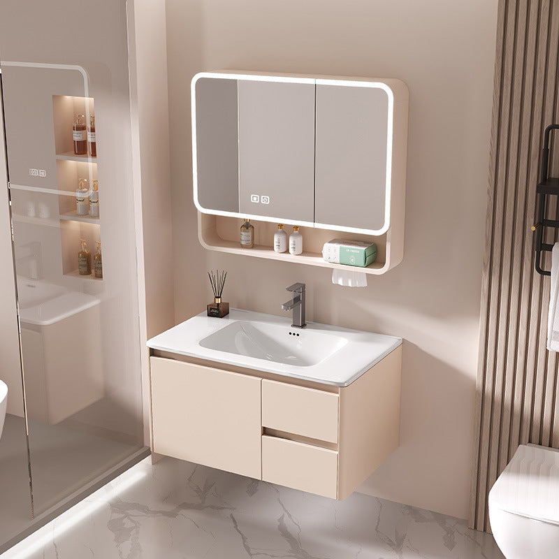 For home bathroom cabinet ceramic all-in-one basin double drawer thickened honeycomb aluminum bathroom washbasin washbasin