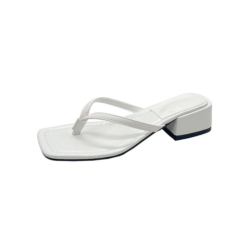 Women's flip-flops & thongs - 2023 summer new arrivals: fashionable square-toe, chunky heel, non-slip beach sandals for women - trendy style