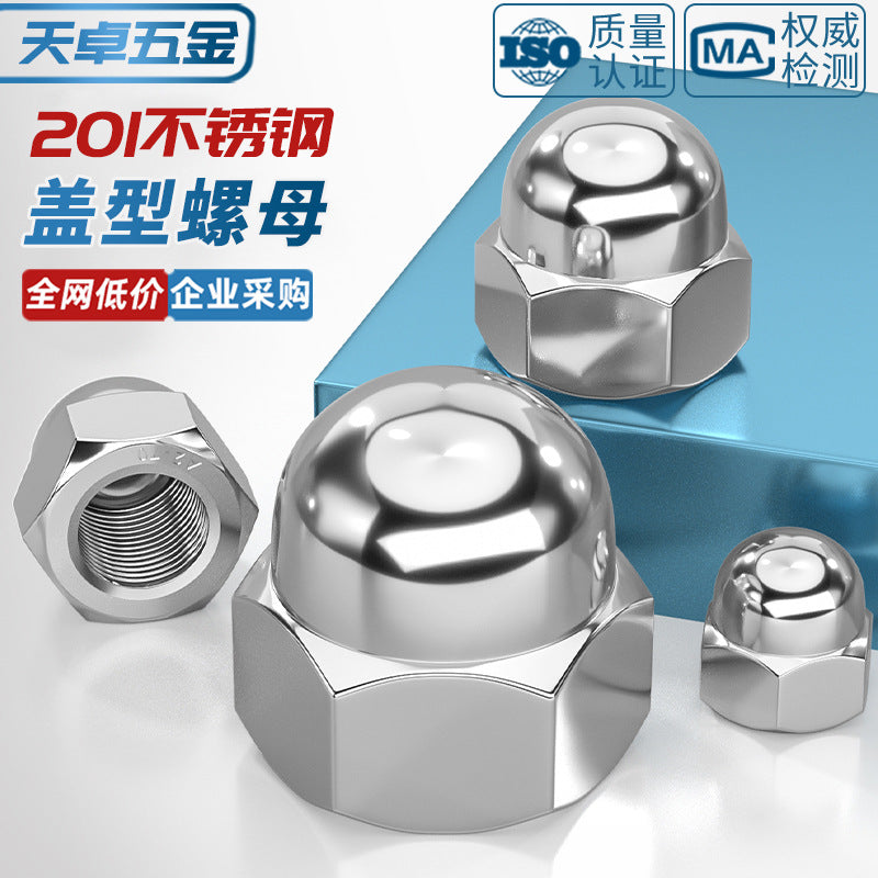 201 stainless steel round ball head hexagonal cover type nut decorative screw cap female cap integrated M4M5M6M8M24