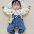 Spring outfit chic romper baby girl cartoon onesie double layer jacket princess style newborn clothes