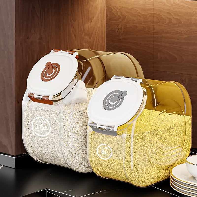 Household rice bucket 5kg 10kg rice box food grade transparent grain bucket insect-proof and moisture-proof sealed rice bucket