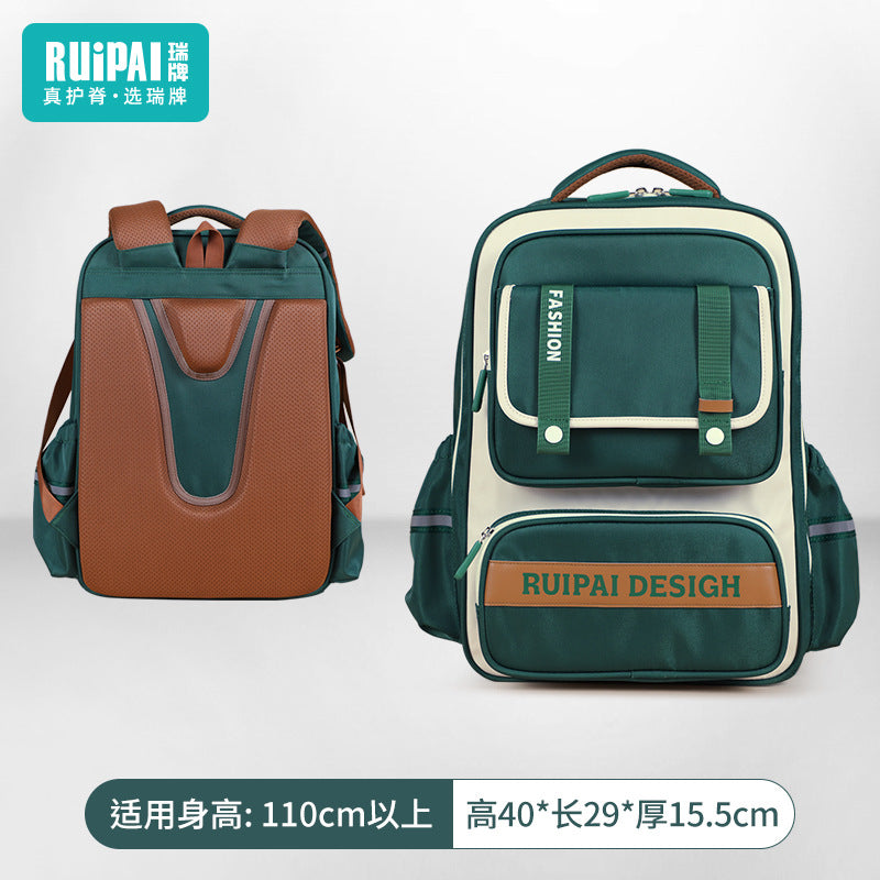 Rui brand children's backpack for grades 3-6 to reduce the burden, multi-compartment manufacturers wholesale cloud schoolbag boys' primary school spine bag