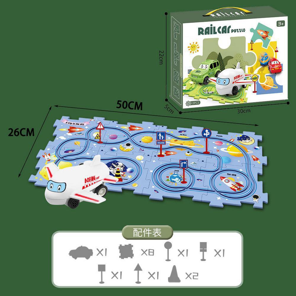 puzzle track car diy free assemble multi-scene map track electric car kids educational toy