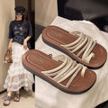 fashion wear-resistant flat sandals women's slippers comfortable rhinestone roman sandals female student beach slippers wholesale