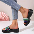 Source manufacturer fashion cross-border new arrival one-shaped wedge thick-soled slippers slippersexportplus size