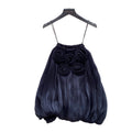 French-style 3d floral bandeau satin camisole - women's summer high-end music festival outfit top