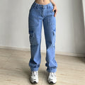 Wish cross-border trade  new versatile multi-pocket cargo pants loose casual denim trousers  women's