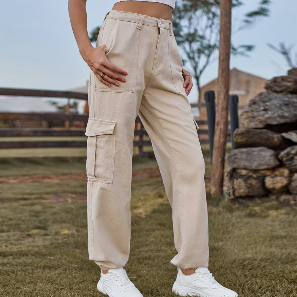 Fashion cross-border  new arrival denim semi-elastic design stylisheasiest for matchworkwear pants  women's trendy