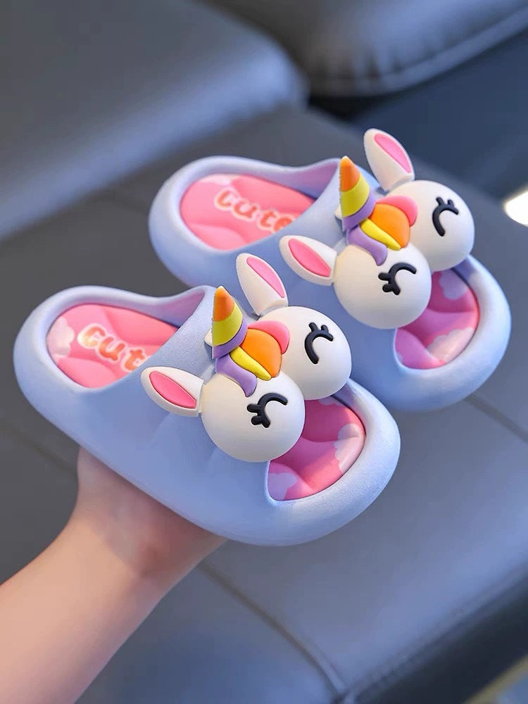 Ready-to-ship summer girls' slippers: bunny cartoon indoor anti-slip bathroom bath cute soft sole kids' slippers