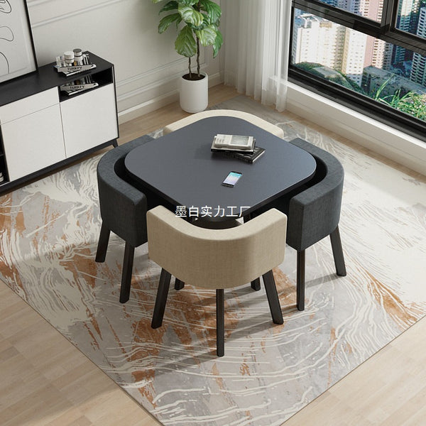 Dining table household small apartment light luxury negotiation meal commercial simple modern simple folding reception round table chair combination
