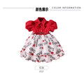 Girls' printed princess dress - red, stylish baby outfit, foreign trade chiffon, little girl's clothing, children's skirt, cross-border e-commerce
