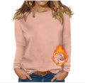 cross-border new women's round neck long sleeve solid color fleece-lined base layer top