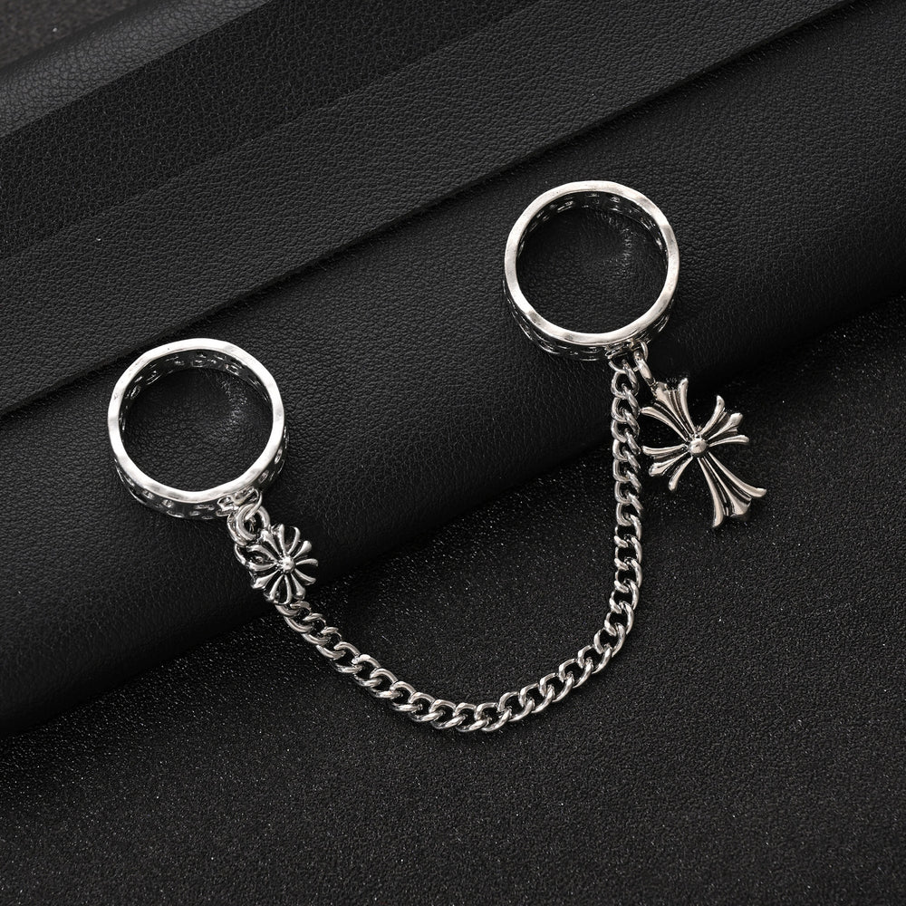 Cross chain ring wholesale cross-border hip hop niche design gothic style trendy retro hollow ring for women