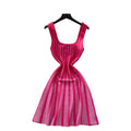 Knitted dress women's  summer new arrival - high-end square neck sleeveless cami dress with cinched waist and sparkling a-line mini skirt