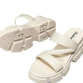 Women's high-heeled sandals: summer platform slides, stylish and versatile, non-slip thong sandals, minimalist solid color roman style