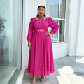 Aliexpress  plus size women's dress elegant fashion rhinestone belted chiffon evening gown