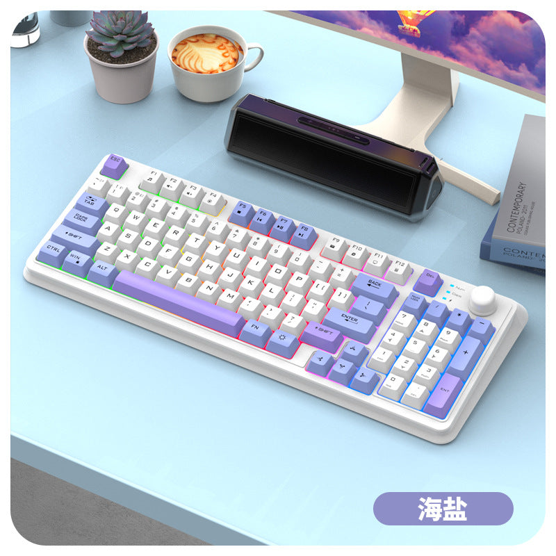 Dazzling silver fox k94 fashion color matching knob keyboard wireless bluetooth dual mode luminous keyboard computer notebook cross-border
