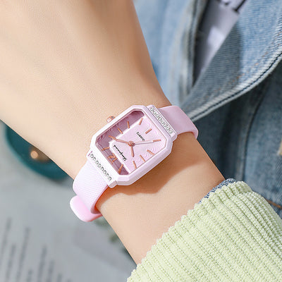 Southeast asia bestseller: dopamine-colored quartz women's watch - minimalist diamond-accented silicone wristwatch with dial
