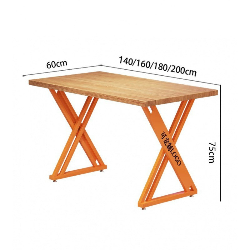 American cafe industrial style wrought iron table and chair combination leisure bar commercial barbecue hot pot shop solid wood dining table and chair