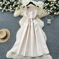 French chic sleeveless square neck dress - summer edition: butterfly knot waist, slimming, elegant hepburn style maxi dress