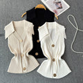 Xiaoxiangfeng knitting vest for women summer thin stylesenseniche stylepolo collar slimming lookshort chichaltertops