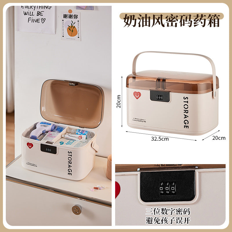 Household medicine box with lock password Multifunctional large-capacity drawer type medicine storage box Medicine bedroom storage box