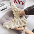 2025 spring/autumn new collection: flyknit coconut casual shoes for couples - breathable mesh, stylish, versatile, and perfect for women's athletic wear