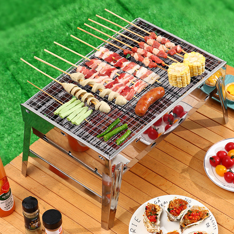 Zibo bbq grill - smokeless outdoor & indoor stainless steel bbq grill - foldable charcoal grill for bbq & tea brewing