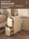 Cream bedside table, light luxury french solid wood, small, ultra-narrow, 20cm mini modern simple bedside