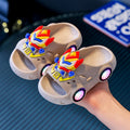 Shiny light-up slippers - kids' cartoon anti-slip slides - boys' home superhero soft sole baby summer slippers