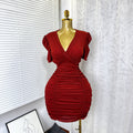 Exportfashion stylesexy silm hip-hugging dress women's summer pure lust style silmelegant elastic mesh pleated skirt
