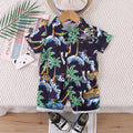 cross-border summer kids' outfit: hawaiian beachwear set for boys (0-4 years) - two-piece shirt set for travel