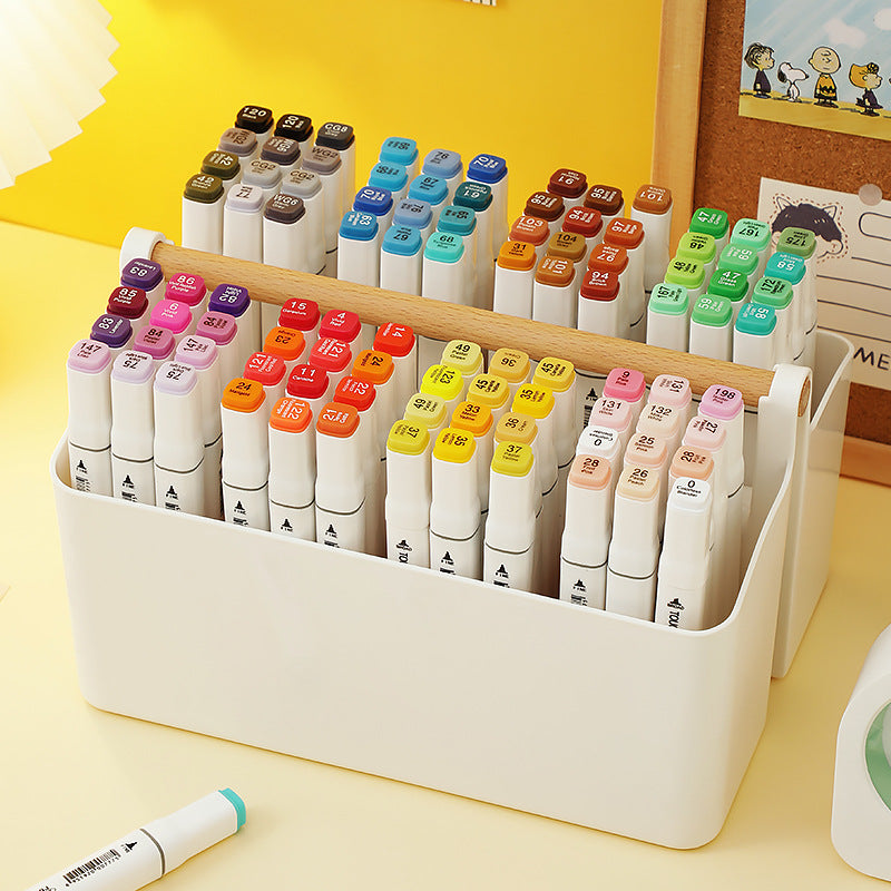Desktop sundries Transparent stationery storage box Plastic handheld pen holder Storage box Book document Marker pencil case